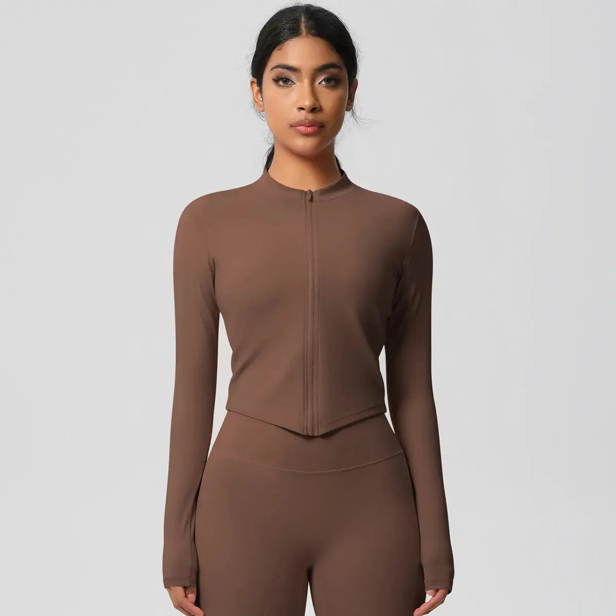 Ensemble Yoga Femme 2 Pièces Sans Manches Col Halter Côtelé Sans Couture - Y3530118