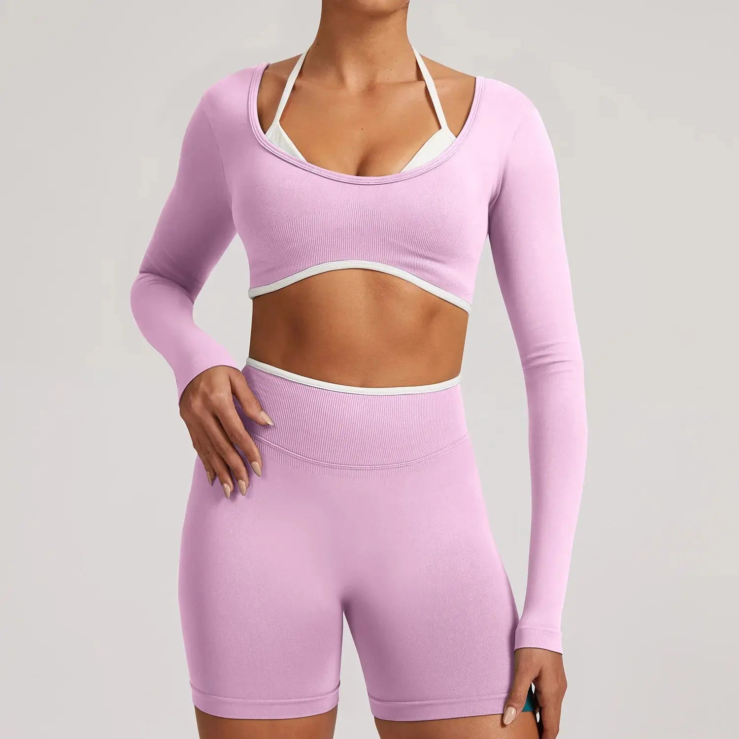 Ensemble Yoga Femme 2 Pièces Sans Couture - Legging Taille Haute et Soutien-Gorge pour Fitness