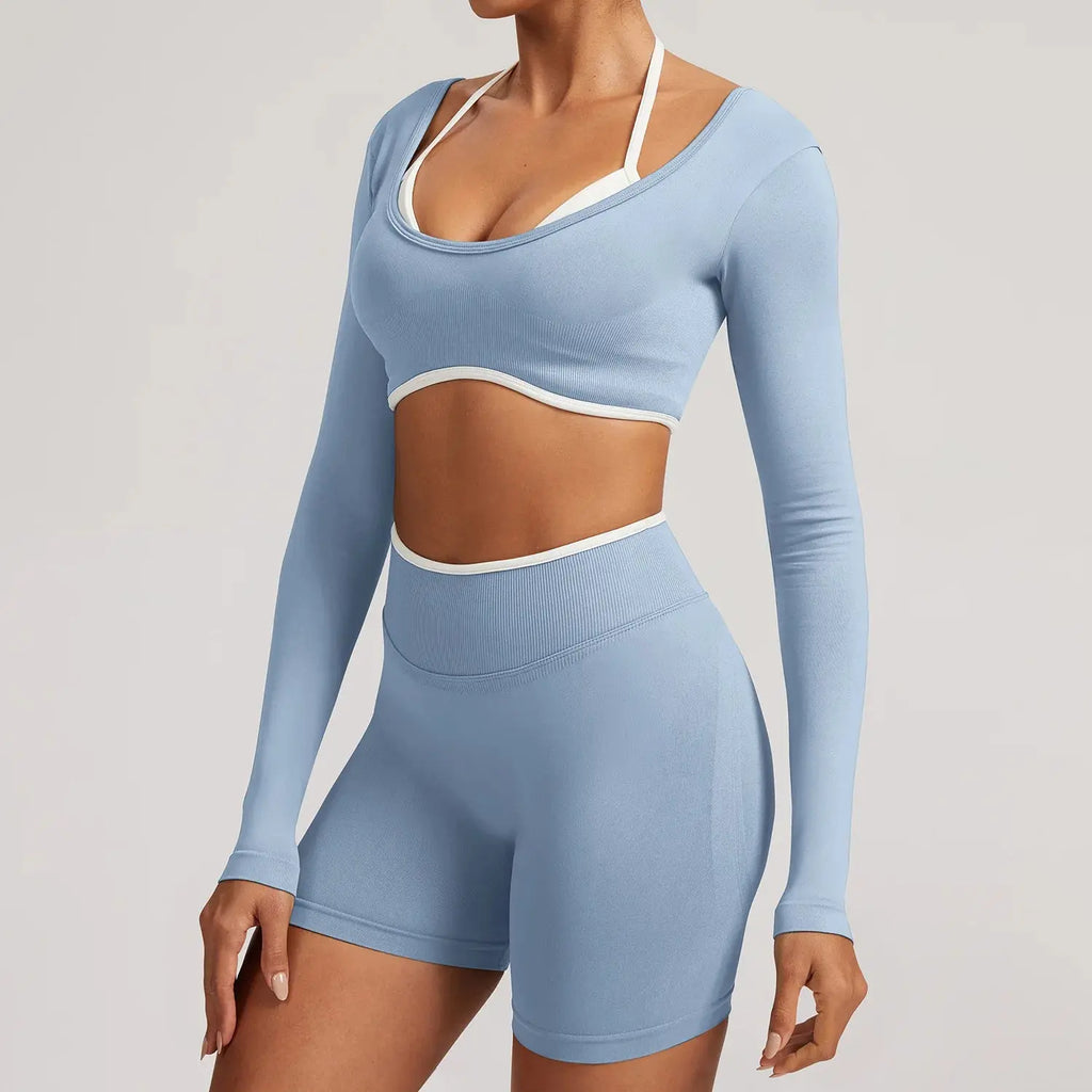Ensemble Yoga Femme 2 Pièces Sans Couture - Legging Taille Haute et Soutien-Gorge pour Fitness