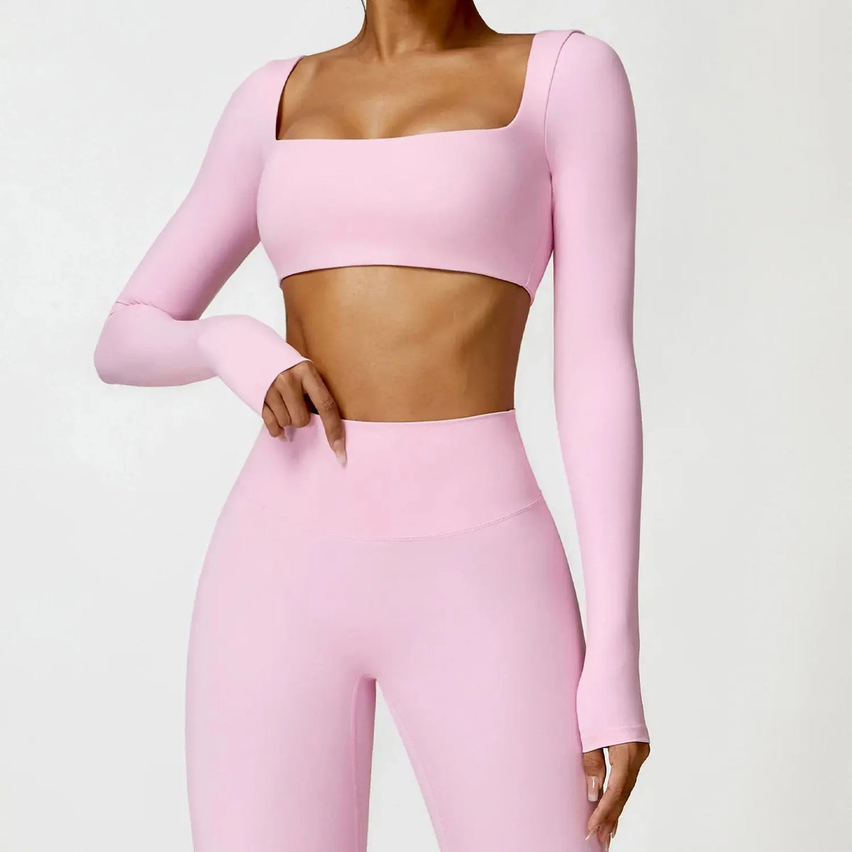 Ensemble Yoga Femme Manches Longues Taille Haute Deux Pièces - 10ans