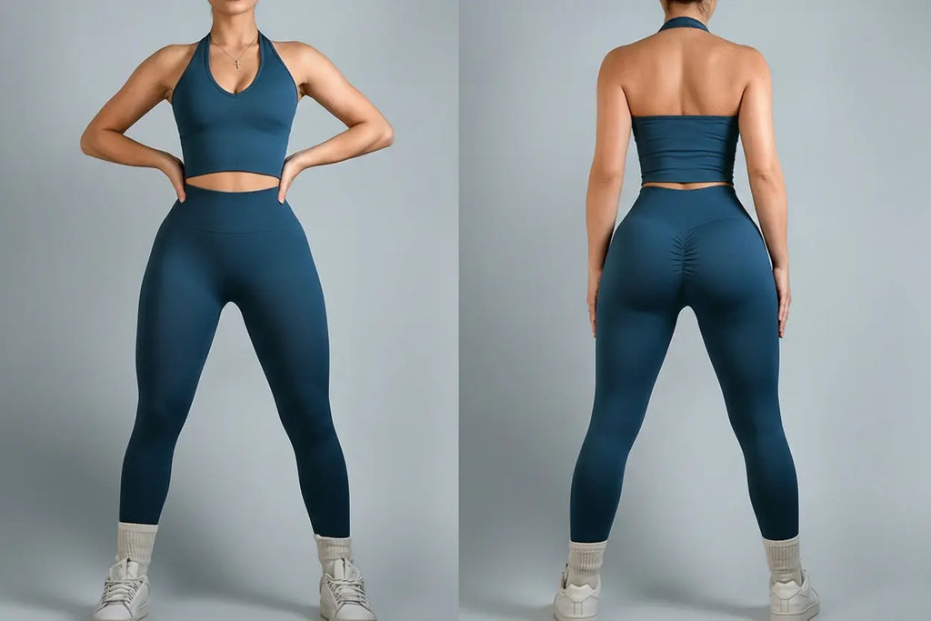 Ensemble Yoga Femme 2 Pièces Sans Manches - Soutien-Gorge Bandeau et Short Taille Haute - Mango-25492
