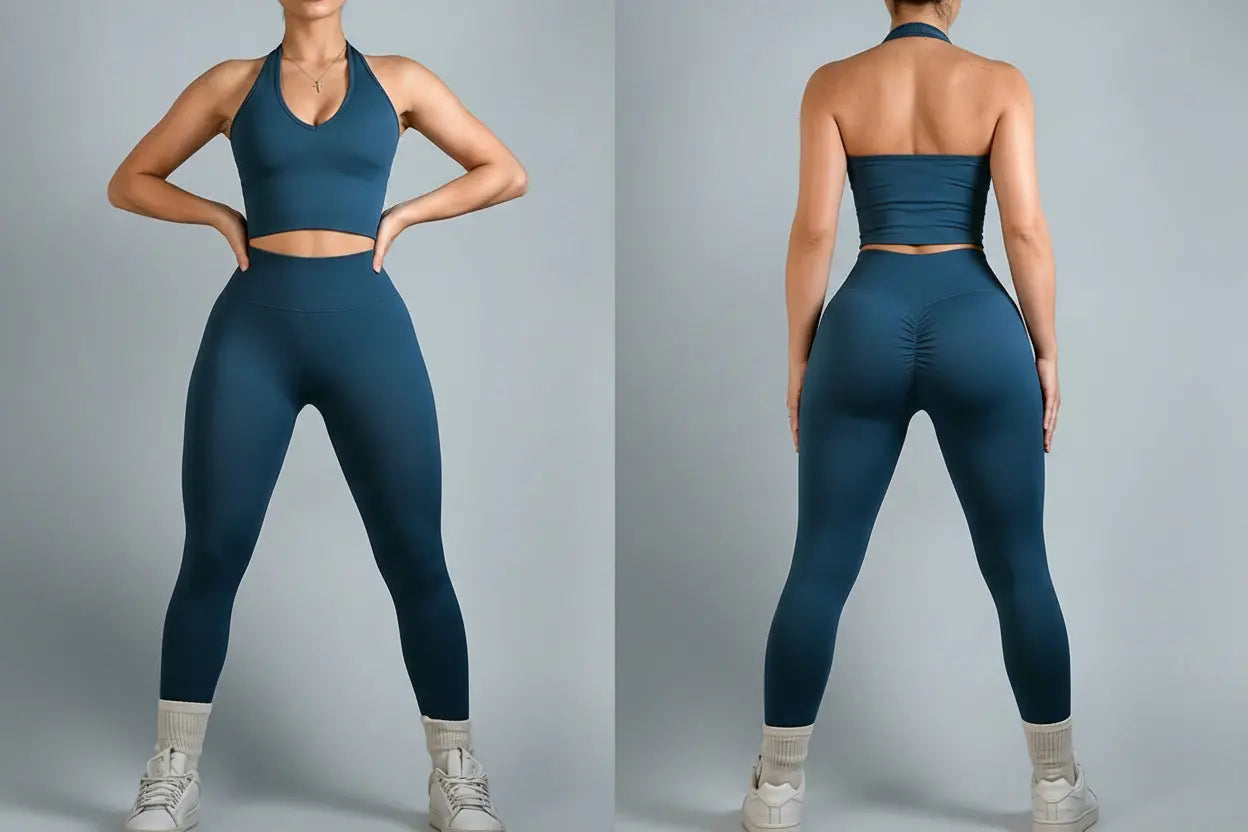 Ensemble Yoga Femme 2 Pièces Sans Manches - Soutien-Gorge Bandeau et Short Taille Haute - Mango-25492