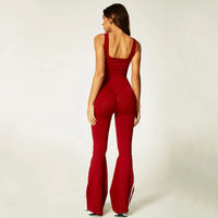 Combinaison Yoga Femme Sans Manches à Col Halter - Coussinets Intégrés et Jambes Évasées - CP003