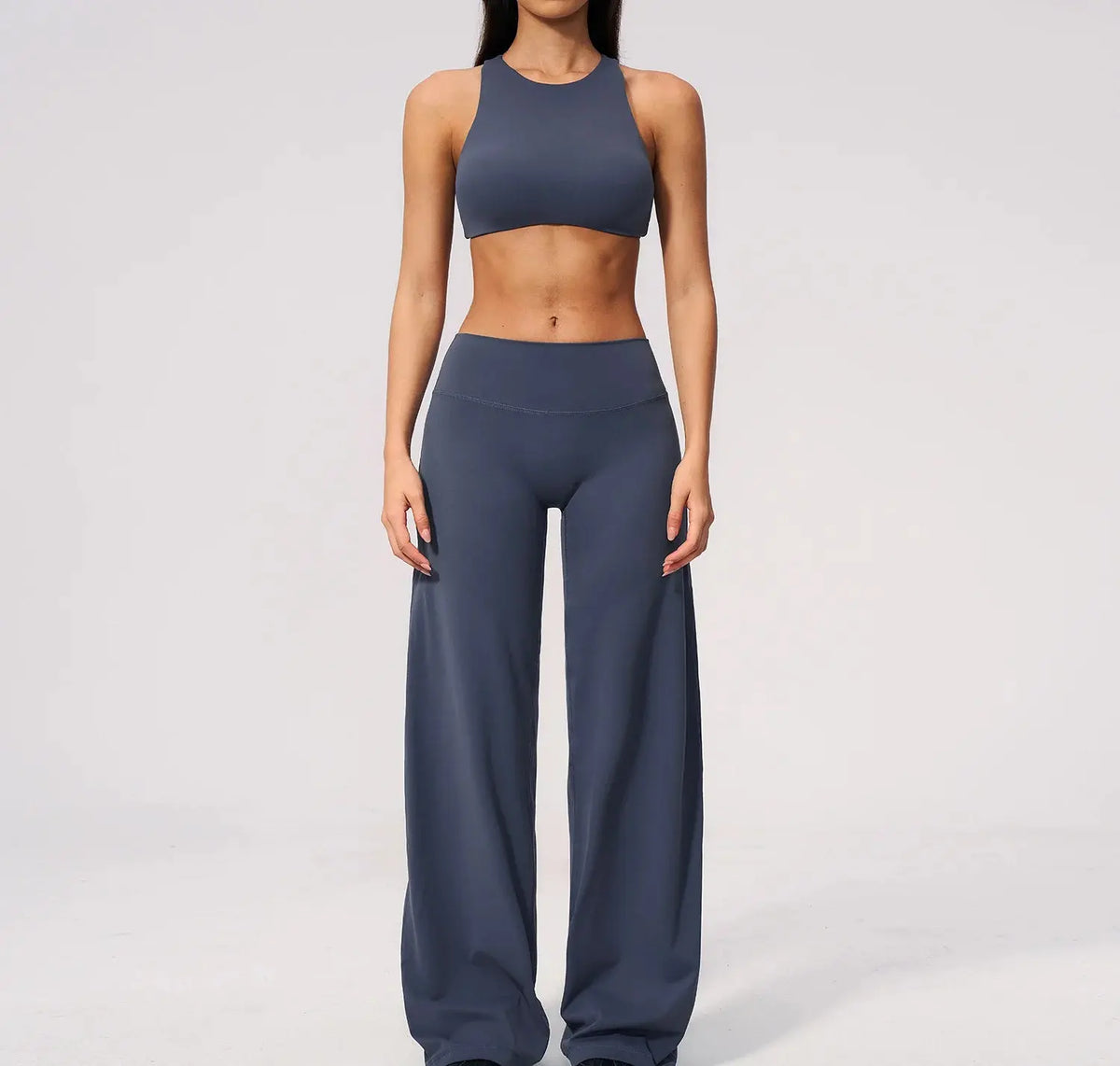Ensemble Yoga Femme 2 Pièces Dos Nu - Soutien-Gorge et Pantalon Évasé Taille Haute