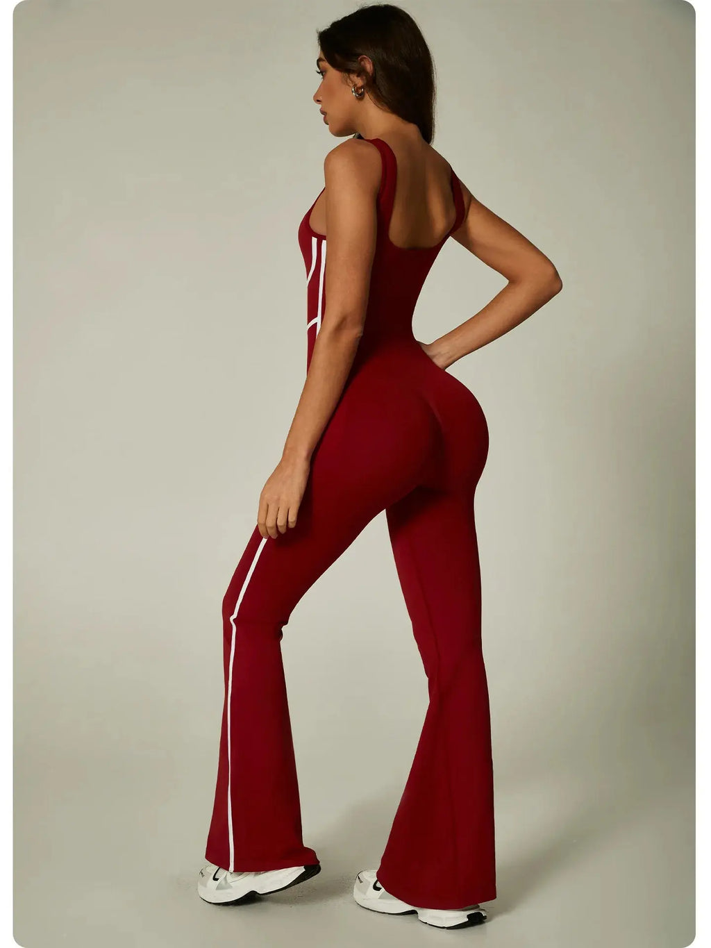 Combinaison Yoga Femme Sans Manches à Col Halter - Coussinets Intégrés et Jambes Évasées - CP003