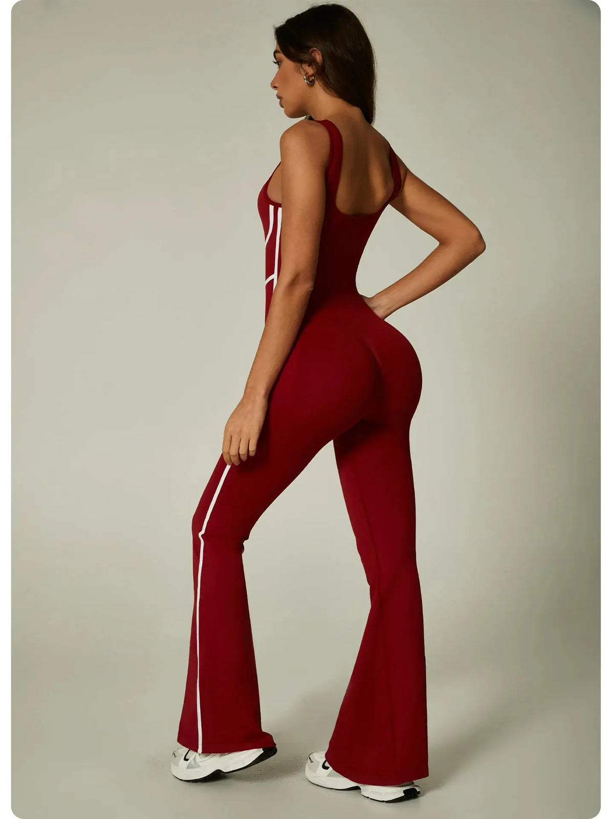 Combinaison Yoga Femme Sans Manches à Col Halter - Coussinets Intégrés et Jambes Évasées - CP003