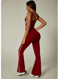 Combinaison Yoga Femme Sans Manches à Col Halter - Coussinets Intégrés et Jambes Évasées - CP003