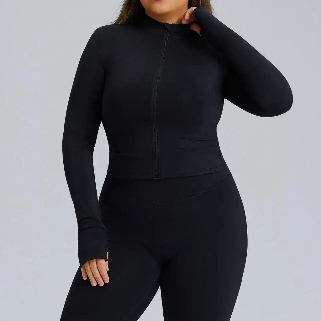 Ensemble Fitness Femme Grande Taille 3 Pièces - Soutien-Gorge, Legging et Veste