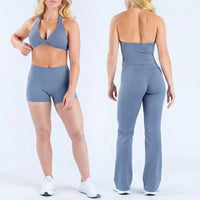 Ensemble Yoga Femme 2 Pièces Short Respirant - Nylon Spandex pour Pilates et Fitness