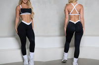 Ensemble Yoga Femme 2 Pièces Léger Imprimé Patchwork - Soutien-Gorge et Legging Taille Haute - MIQI-120878