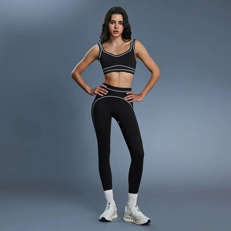 Ensemble Yoga Femme 2 Pièces - Soutien-Gorge à Bretelles et Legging Taille Haute Sans Couture - D25128+D25129