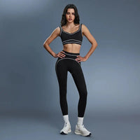 Ensemble Yoga Femme 2 Pièces - Soutien-Gorge à Bretelles et Legging Taille Haute Sans Couture - D25128+D25129