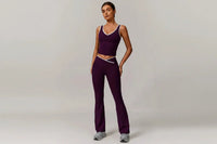Ensemble Yoga Femme 2 Pièces - Débardeur Sans Manches et Short Taille Haute Contraste - 1601819039506