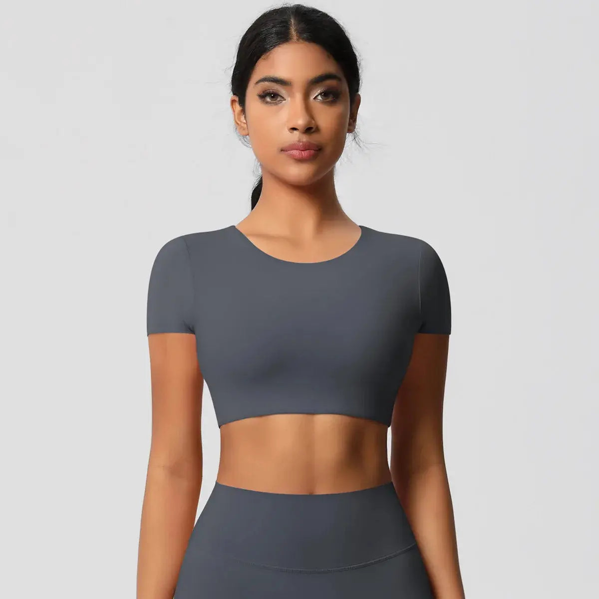 Ensemble Yoga Femme 2 Pièces Sans Manches Col Halter Côtelé Sans Couture - Y3530118