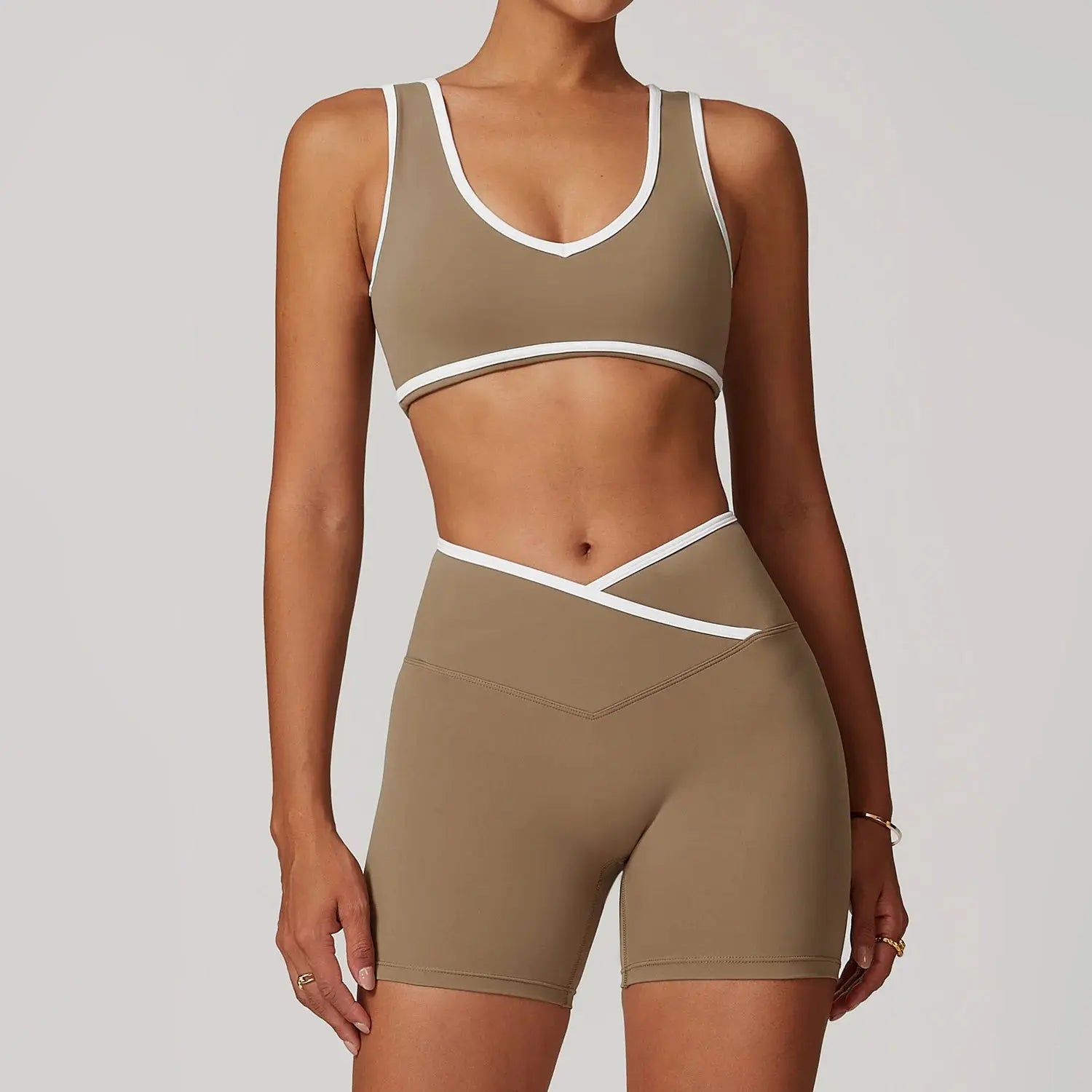 Ensemble Fitness Femme 2 Pièces Débardeur Dos Nu et Legging Taille Haute - SD491+SD350