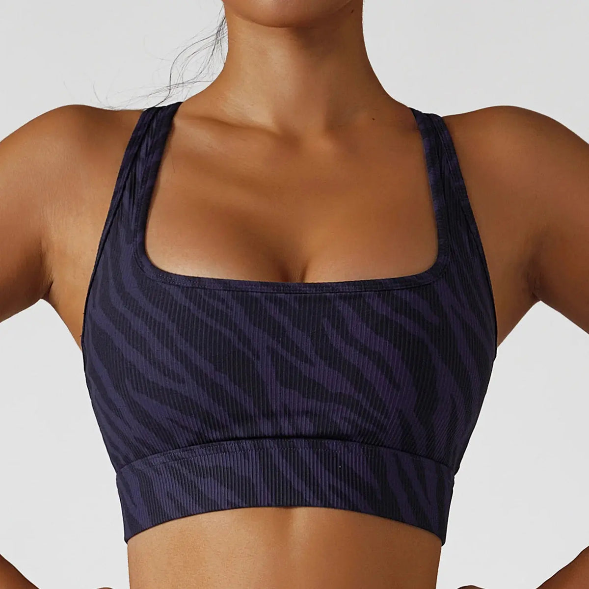 Ensemble de Yoga 2 Pièces Imprimé Léopard à Côtes pour Femme