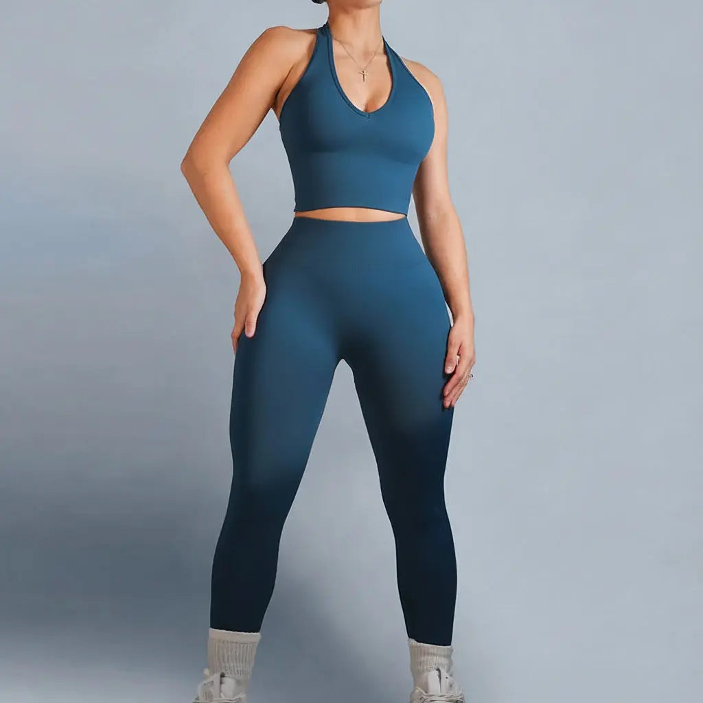 Ensemble Yoga Femme 2 Pièces Sans Manches - Soutien-Gorge Bandeau et Short Taille Haute - Mango-25492