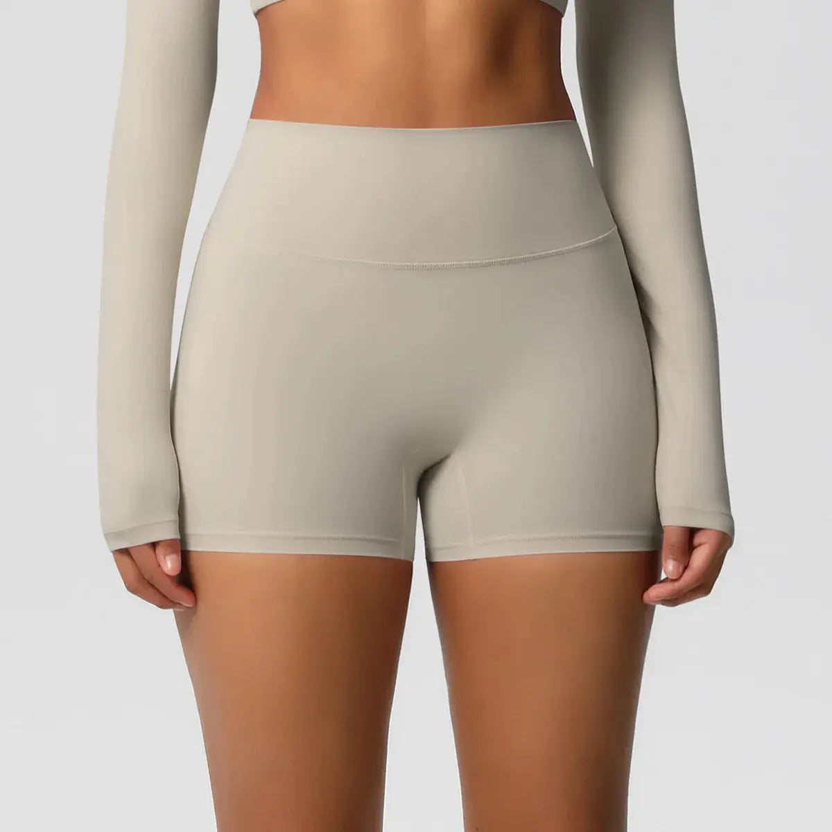 Ensemble Sport Femme 2 Pièces - Soutien-Gorge à Manches Longues et Short Taille Haute - 004