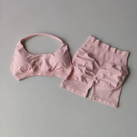 Ensemble Sport Femme 2 Pièces - Soutien-Gorge Col Halter Sans Manches et Short Taille Haute - TZ606