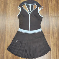 Ensemble Tennis Femme 2 Pièces Col V Sans Manches Color Block - sx