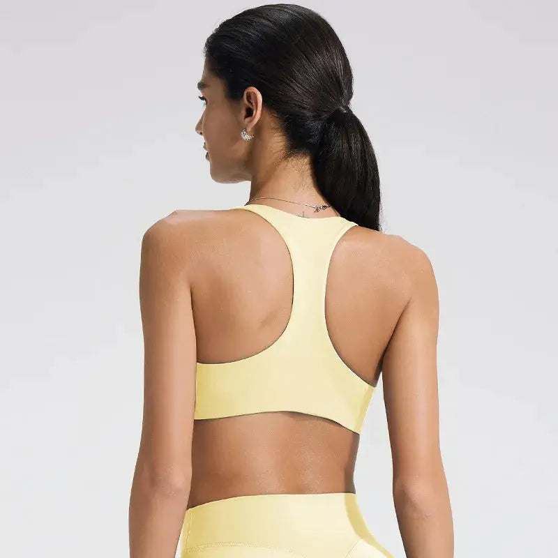 Soutien-Gorge de Sport Femme Sans Couture à Dos Nu - Support Élevé pour Yoga et Fitness