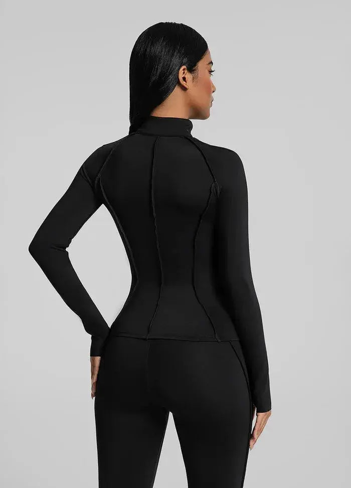 Veste de Sport Femme Premium Manches Longues Fermeture Éclair Col - 25157