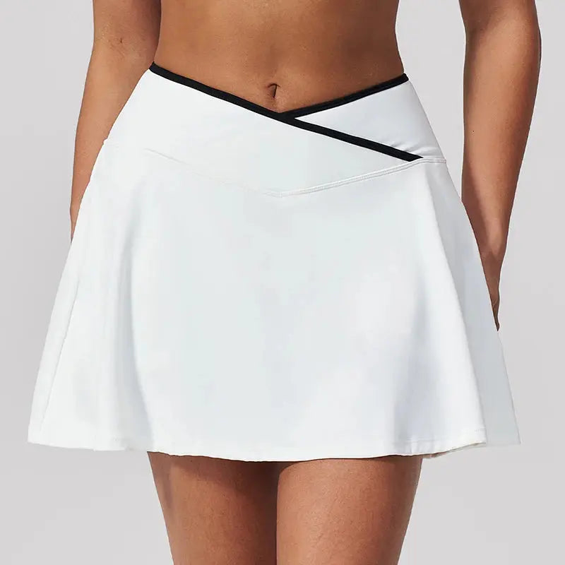 Jupe Short de Tennis Femme Bloc Couleur Taille V Anti-Transparence Poches - BM-TN593