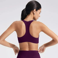 Soutien-Gorge de Sport Femme Sans Couture à Dos Nu - Support Élevé pour Yoga et Fitness