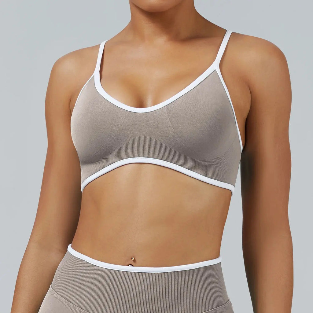 Ensemble Yoga Femme 2 Pièces Sans Couture - Legging Taille Haute et Soutien-Gorge pour Fitness