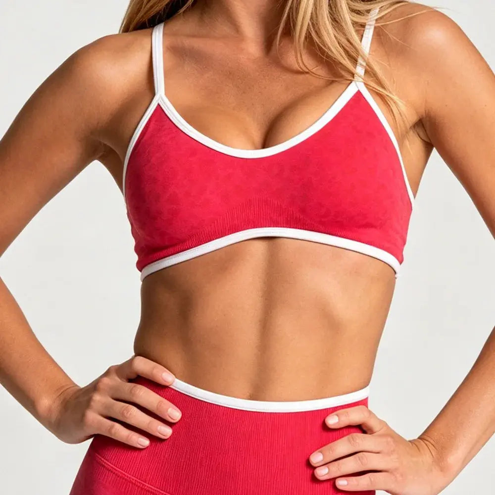 Ensemble Yoga Femme 2 Pièces Bloc Couleur Léopard Sans Couture - New Trend