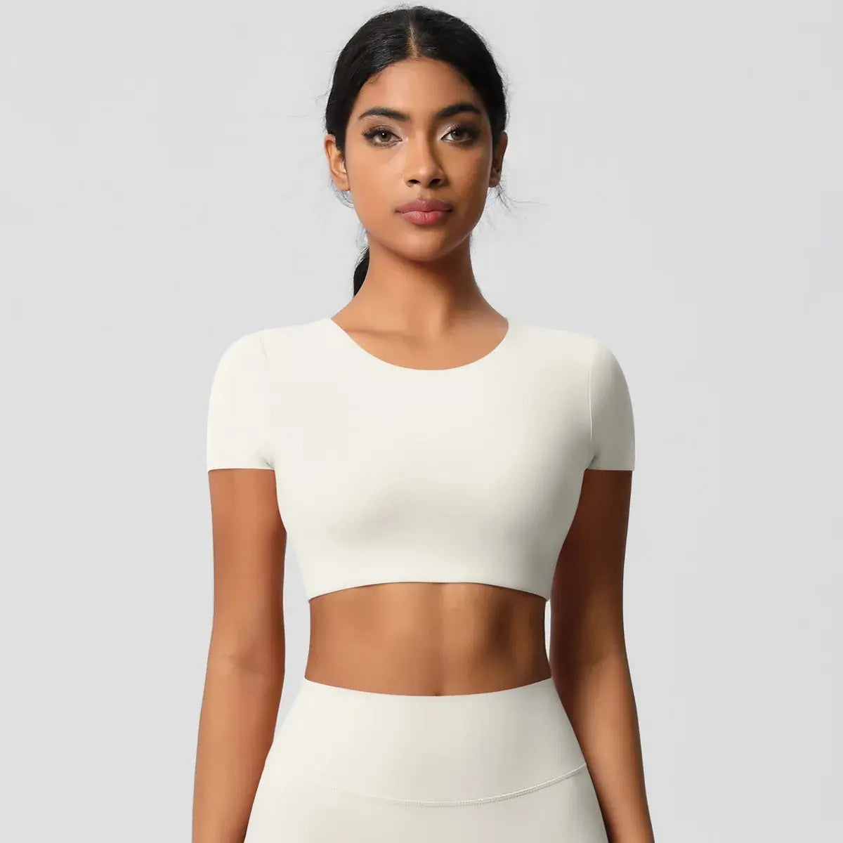 Ensemble Yoga Femme 2 Pièces Sans Manches Col Halter Côtelé Sans Couture - Y3530118