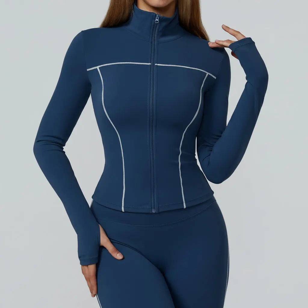 Veste Yoga Femme Slim à Ouverture pour les Pouces - Coupe-Vent et Respirante EWT2036