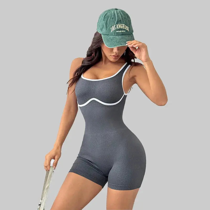 Short Femme Sans Couture à Bretelles Spaghetti - Nylon Spandex Antifroisse pour Running et Fitness
