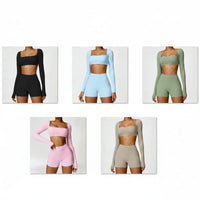Ensemble Yoga Femme Manches Longues Taille Haute Deux Pièces - 10ans