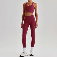 Ensemble Yoga Femme 2 Pièces - Soutien-Gorge Dos Croisé et Legging Taille Haute - JYTZ8697