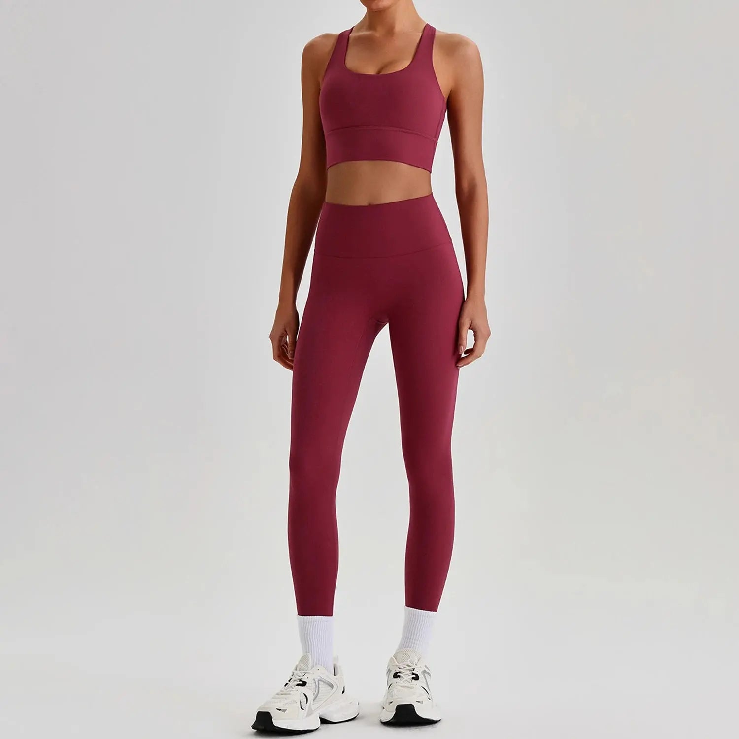 Ensemble Yoga Femme 2 Pièces - Soutien-Gorge Dos Croisé et Legging Taille Haute - JYTZ8697
