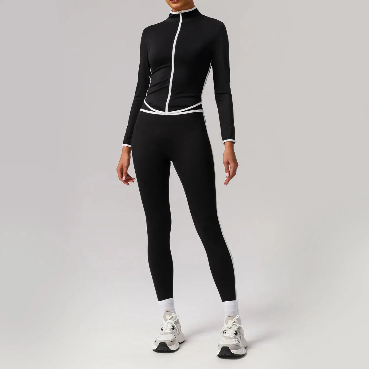 Ensemble de Yoga Femme à Rayures Blanches Automne