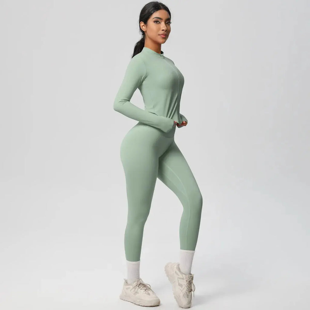Ensemble Yoga Femme 2 Pièces Sans Manches Col Halter Côtelé Sans Couture - Y3530118