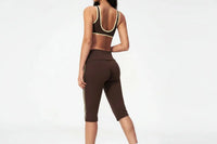 Ensemble Yoga Femme 2 Pièces Taille Haute Bloc Couleur Respirant - TZ3588-2