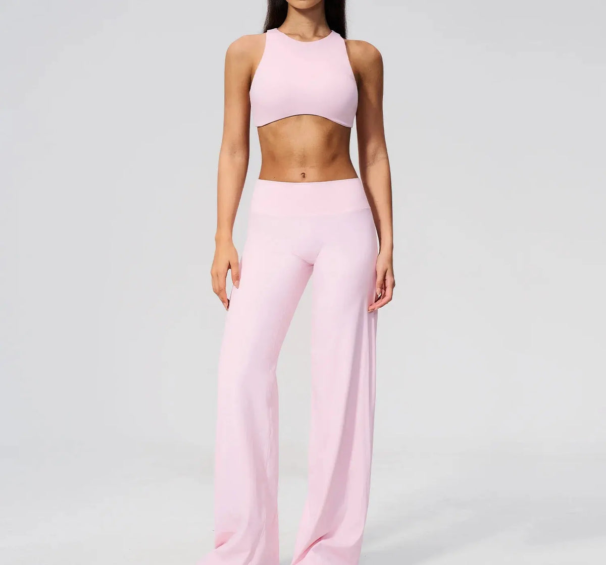 Ensemble Yoga Femme 2 Pièces Dos Nu - Soutien-Gorge et Pantalon Évasé Taille Haute