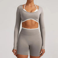 Ensemble Yoga Femme 2 Pièces Sans Couture - Legging Taille Haute et Soutien-Gorge pour Fitness