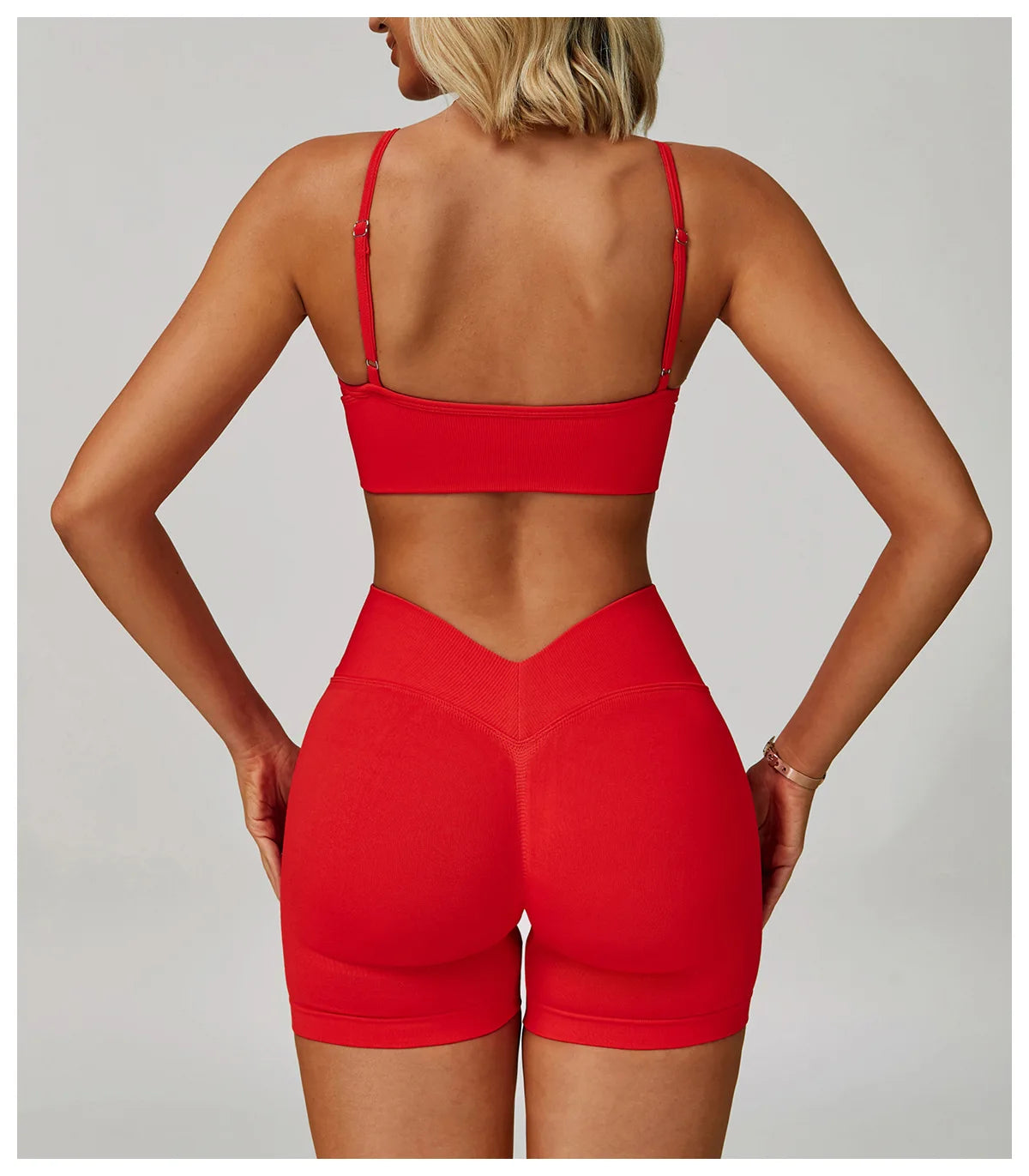 Ensemble Yoga Femme 2 Pièces Sans Couture - Débardeur Col V et Short Taille Haute - Yes7790-WXDK