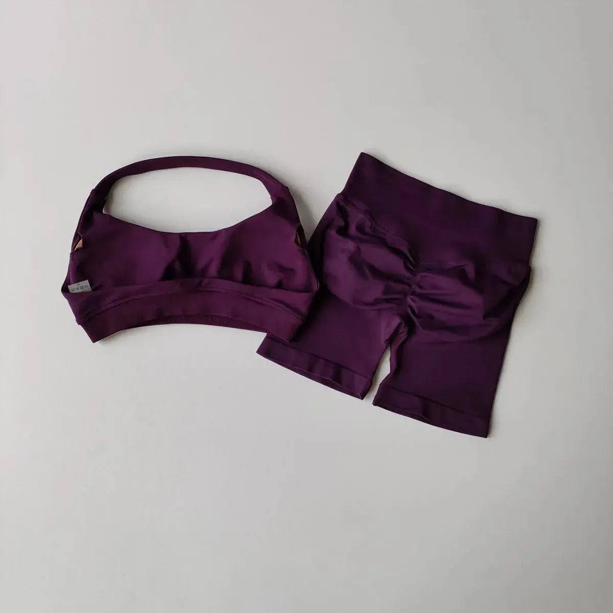 Ensemble Sport Femme 2 Pièces - Soutien-Gorge Col Halter Sans Manches et Short Taille Haute - TZ606
