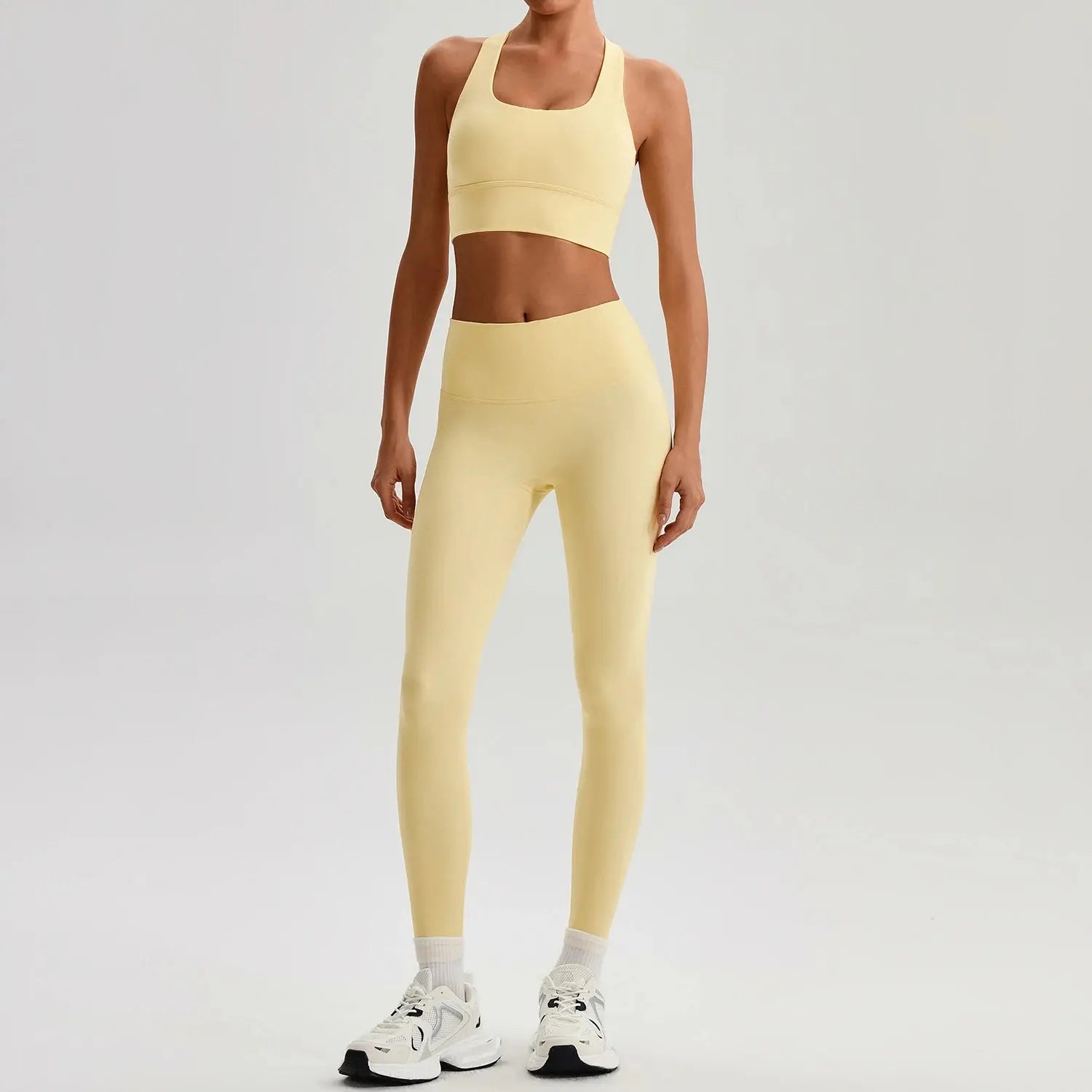 Ensemble Yoga Femme 2 Pièces - Soutien-Gorge Dos Croisé et Legging Taille Haute - JYTZ8697