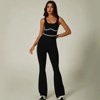 Combinaison Yoga Femme Sans Manches à Col Halter - Coussinets Intégrés et Jambes Évasées - CP003