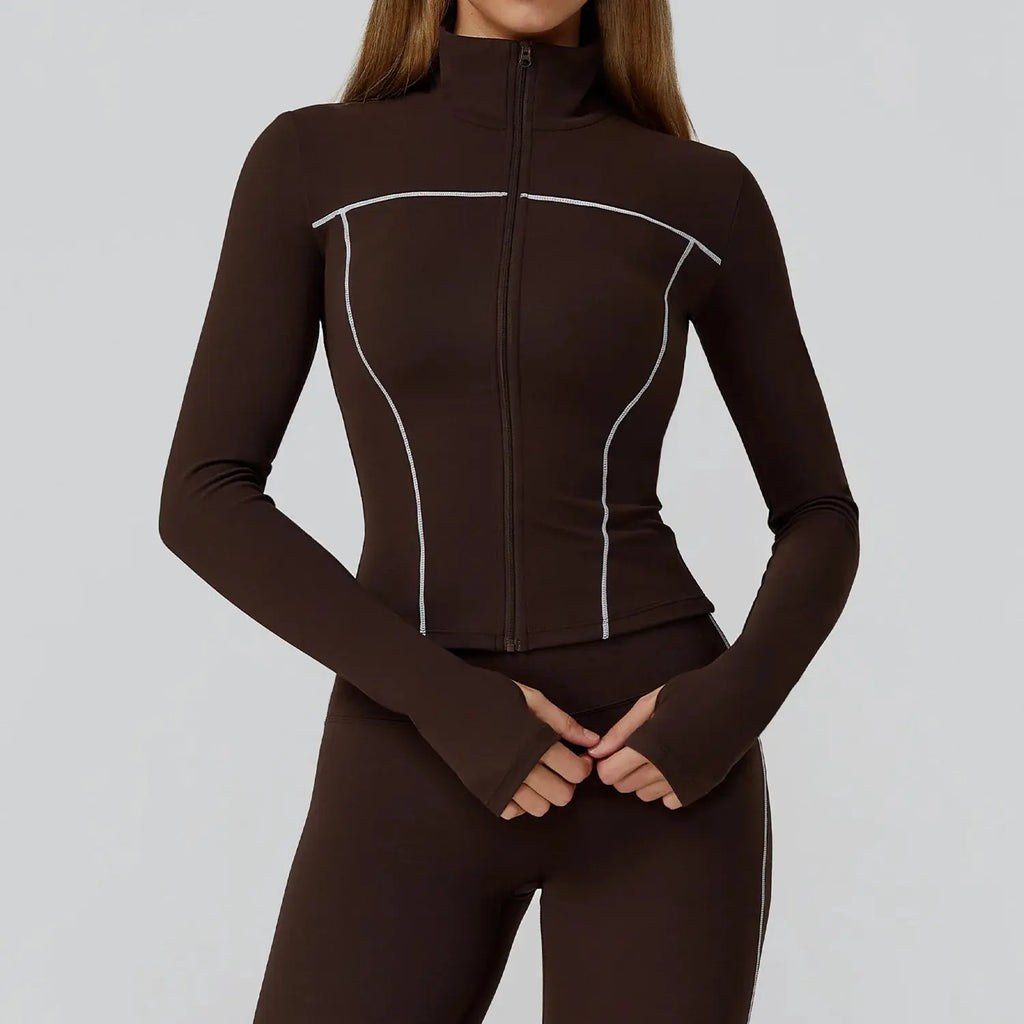 Veste Yoga Femme Slim à Ouverture pour les Pouces - Coupe-Vent et Respirante EWT2036