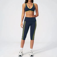 Ensemble Yoga Femme 2 Pièces Taille Haute Bloc Couleur Respirant - TZ3588-2