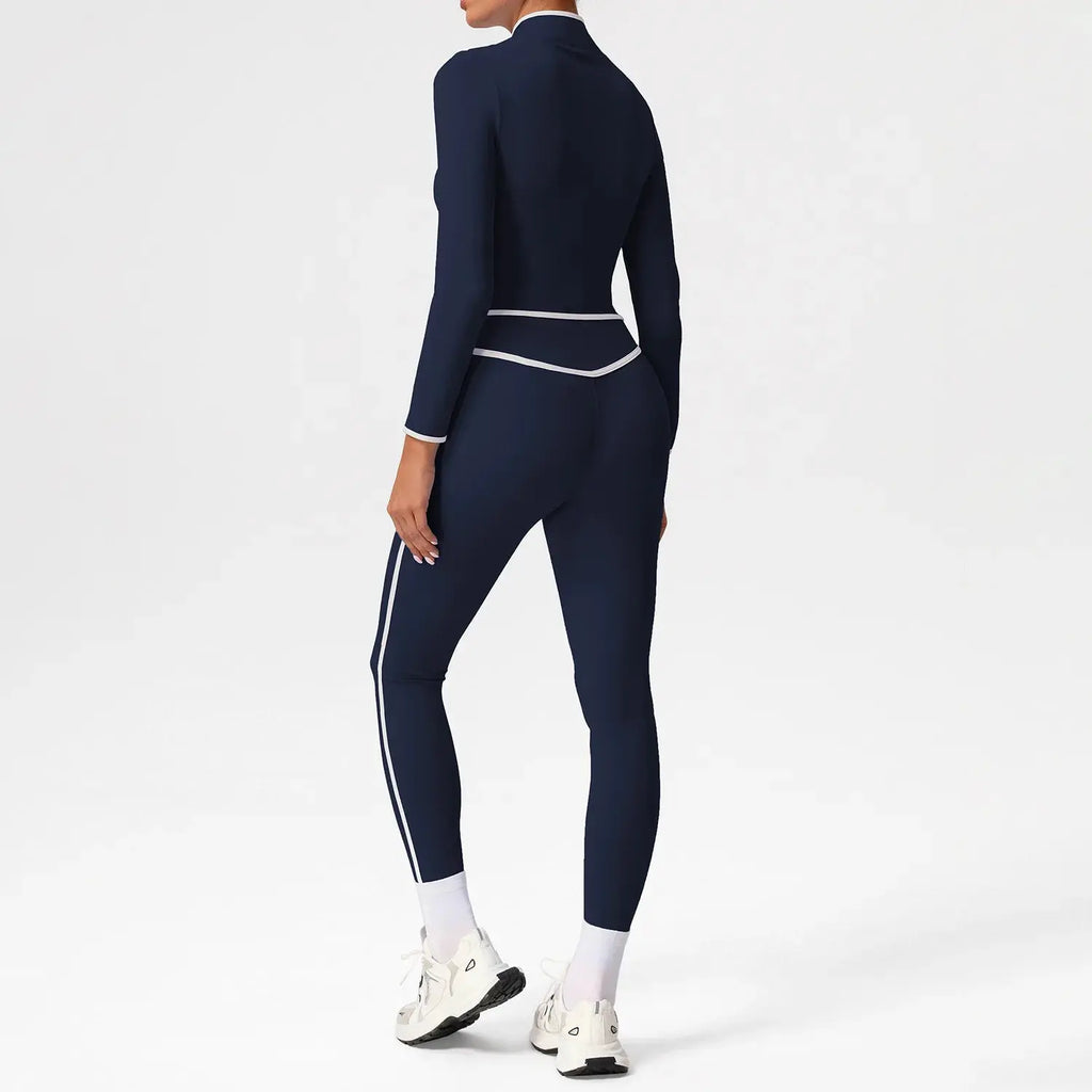 Ensemble de Yoga Femme à Rayures Blanches Automne