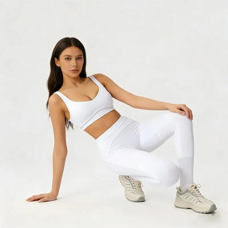 Ensemble Yoga Femme 2 Pièces Sans Manches à Bretelles - Dégradé de Couleurs, Séchage Rapide