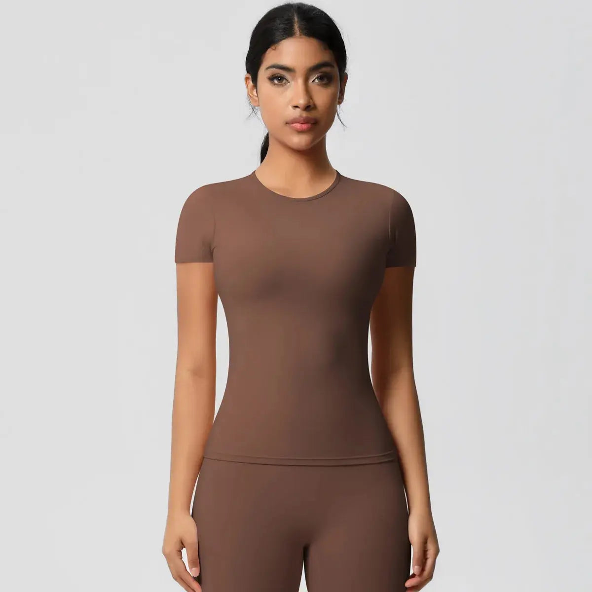 Ensemble Yoga Femme 2 Pièces Sans Manches Col Halter Côtelé Sans Couture - Y3530118
